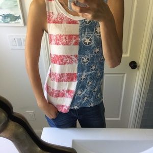 Sale! Flag Print Crewneck Tank Top Medium